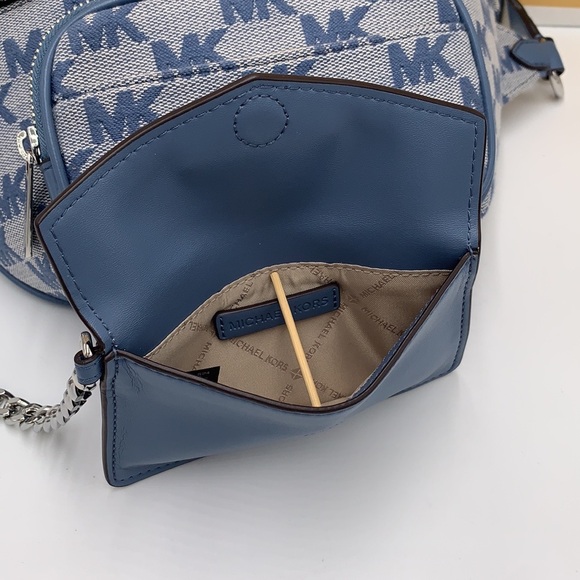 MICHAEL KORS Maisie Large Logo 2-in-1 Sling Waist Fanny Pack Crossbody  Denim/si - Picture 11 of 15